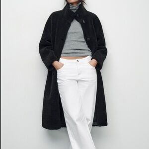 Zara Long Fleece Coat size S